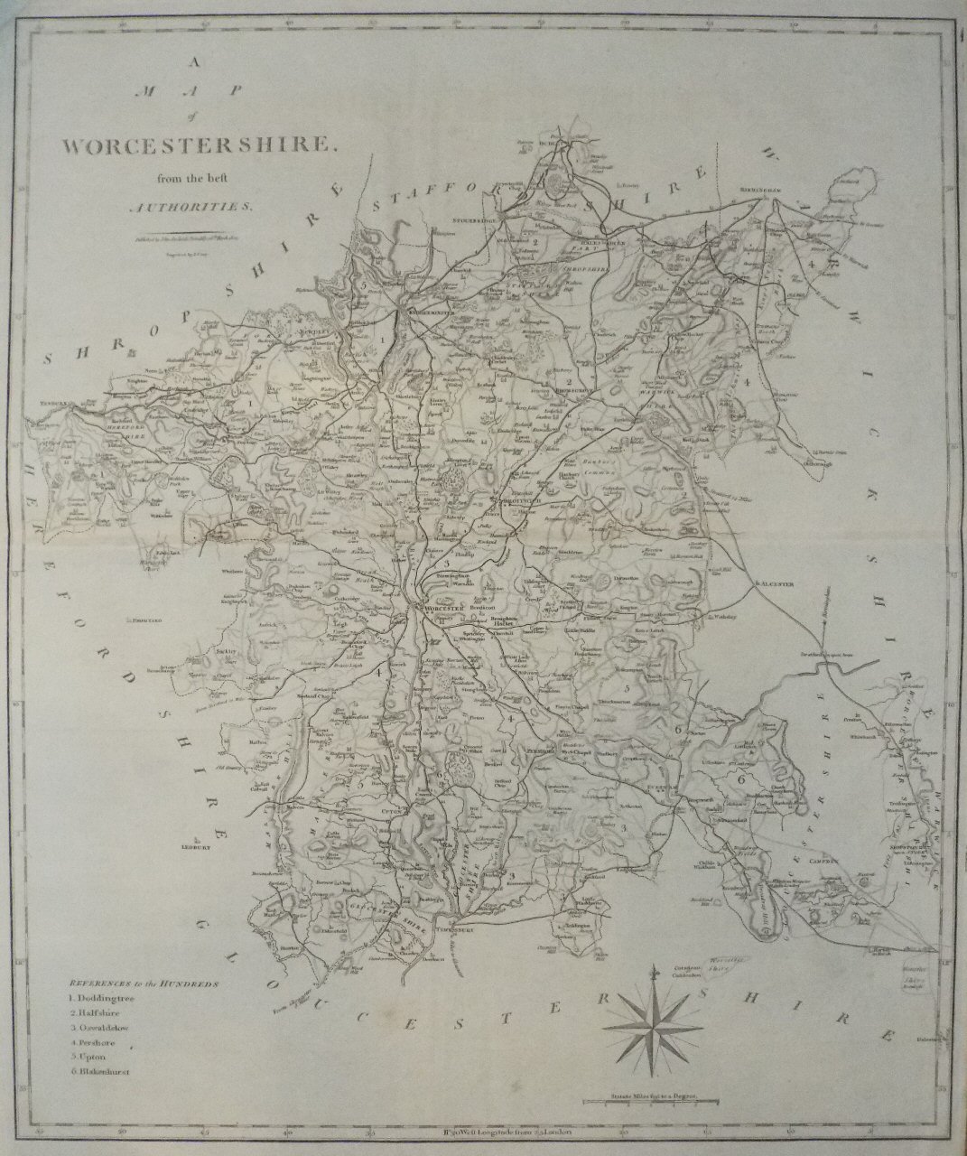 Map of Worcestershire - Cary